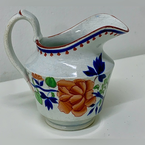 19th Century Antique Gaudy Dutch Double Rose Pattern Hand Painted Creamer Jug - Picture 5 of 16